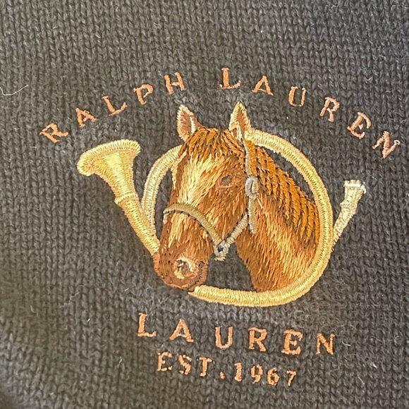 Ralph Lauren Black Sweater with Equestrian Embroidered Logo